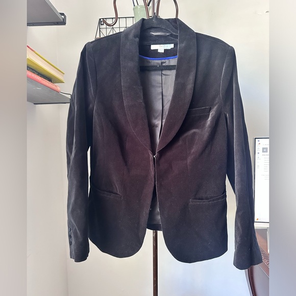 #10 BODEN BLACK VELVET V CUT BLAZER WORM PETITE SIZE 12 - Picture 3 of 8